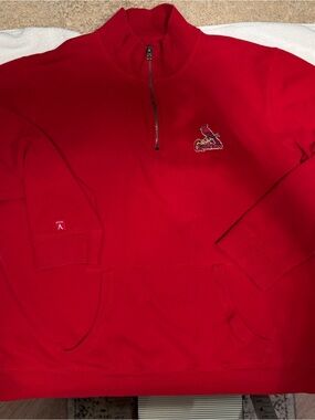 Antigua Red Quarter-Zip Pullover with Cardinals Embroidery